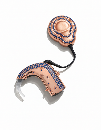 Cochlear Signature — Left / Rose gold vermeil / Blue, digitally recoloured product preview
