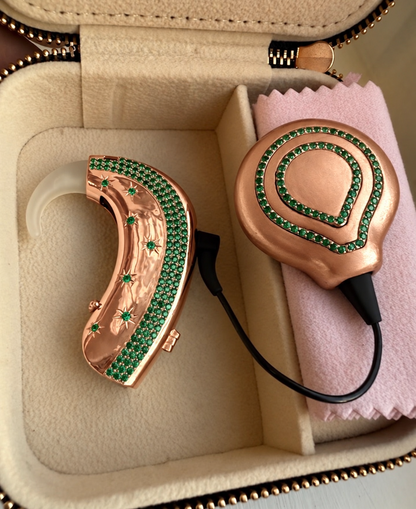 Cochlear Signature — Left / Rose gold vermeil / Green, digitally recoloured product preview