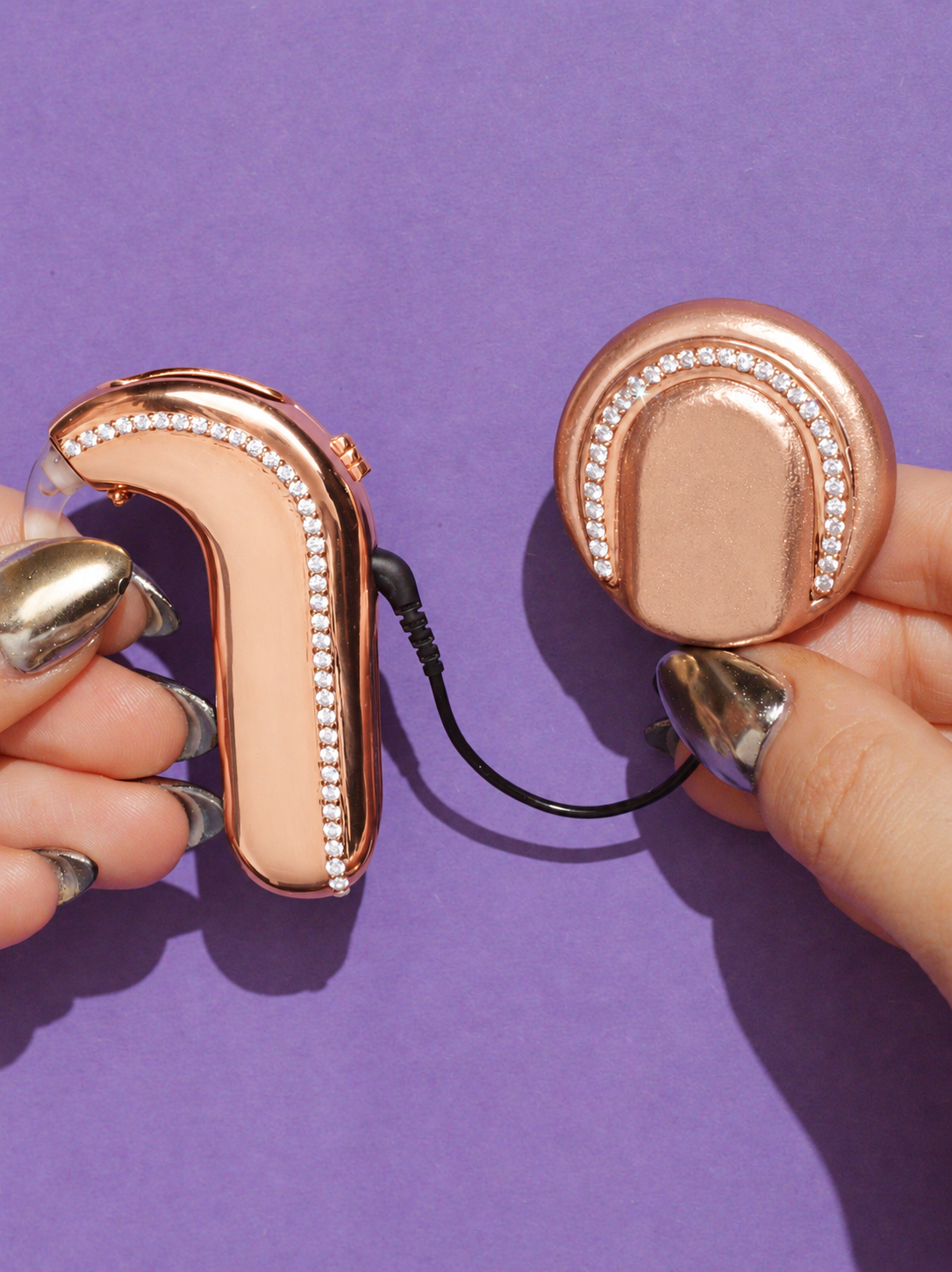 Cochlear Elevate — Left / Rose gold vermeil / White, digitally recoloured product preview