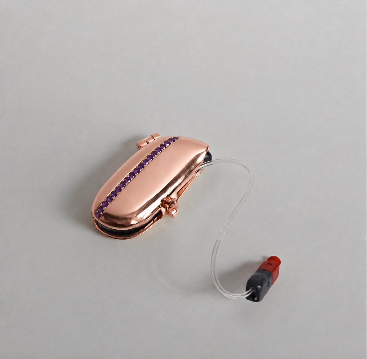 Birthstone Aura (natural gems) — Left / Rose gold vermeil / Feb (Amethyst), digitally recoloured product preview
