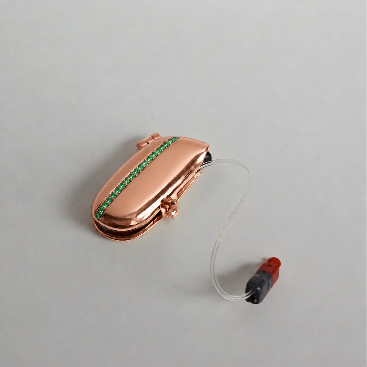 Birthstone Aura (natural gems) — Left / Rose gold vermeil / May (Emerald), digitally recoloured product preview
