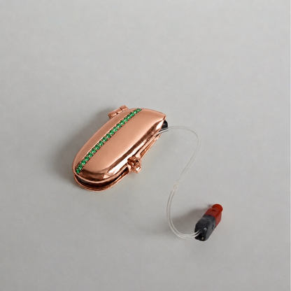 Birthstone Aura (natural gems) — Left / Rose gold vermeil / May (Emerald), digitally recoloured product preview
