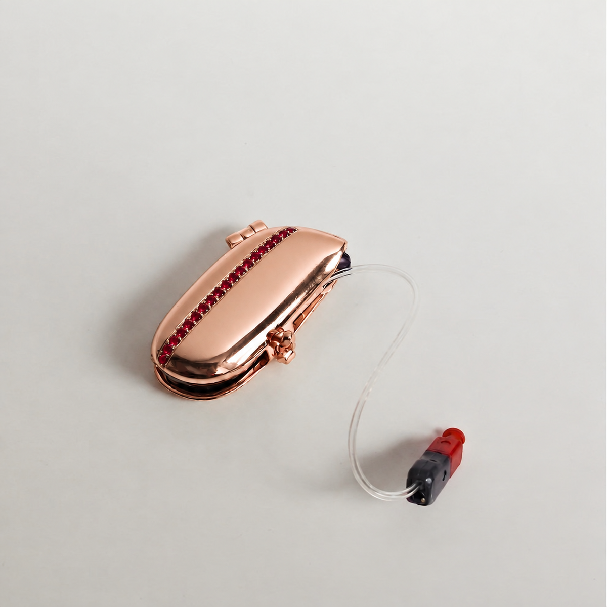 Birthstone Aura (natural gems) — Left / Rose gold vermeil / Jul (Ruby), digitally recoloured product preview