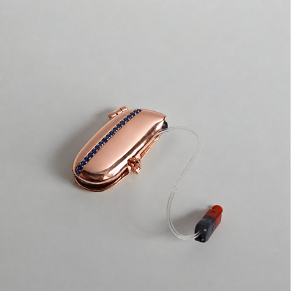 Birthstone Aura (natural gems) — Left / Rose gold vermeil / Sep (Sapphire), digitally recoloured product preview