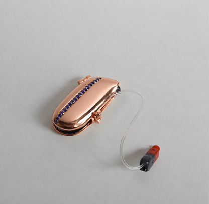 Birthstone Aura (natural gems) — Left / Rose gold vermeil / Dec (Tanzanite), digitally recoloured product preview