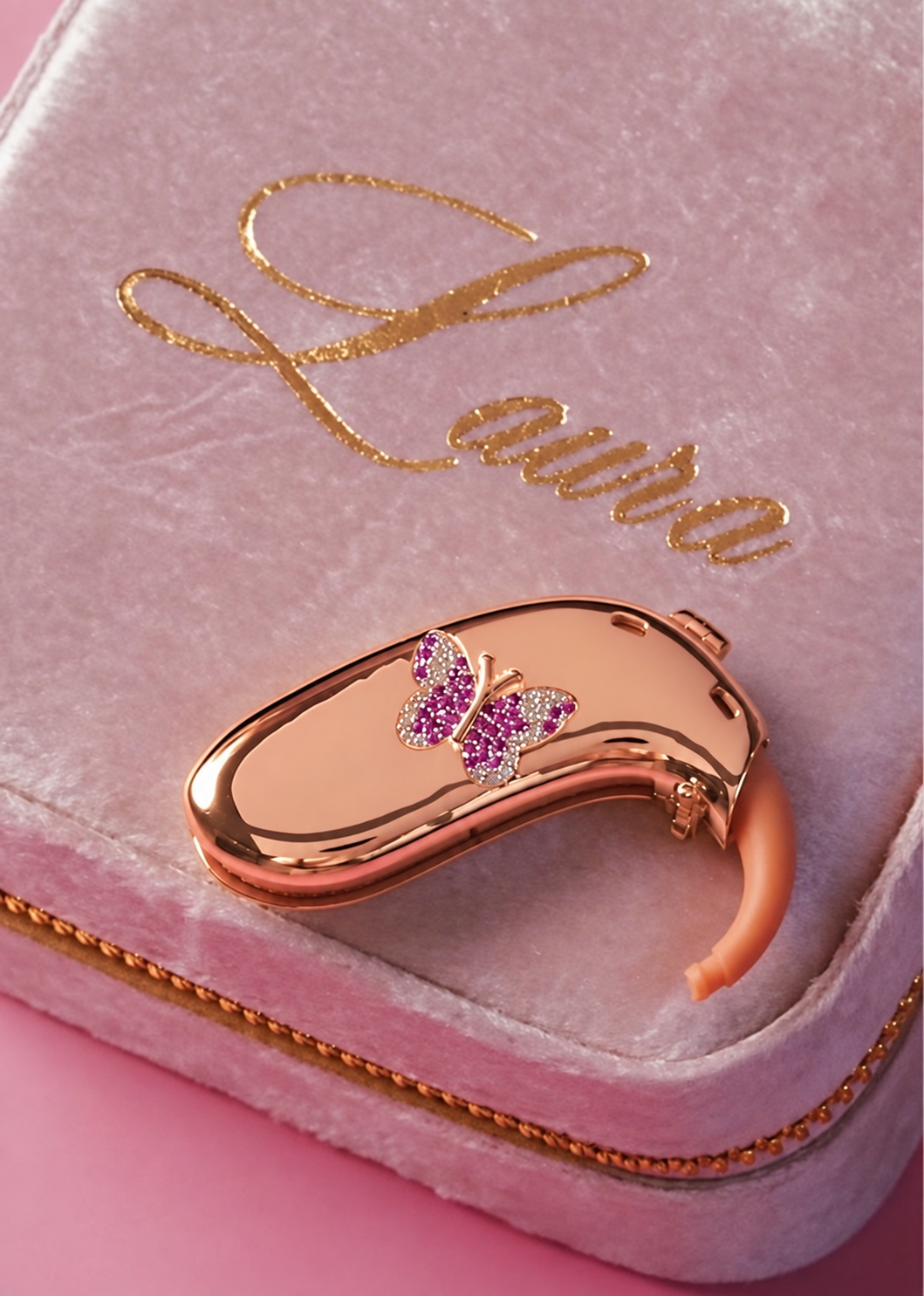 Social Butterfly — Rose gold vermeil / Left, digitally recoloured product preview