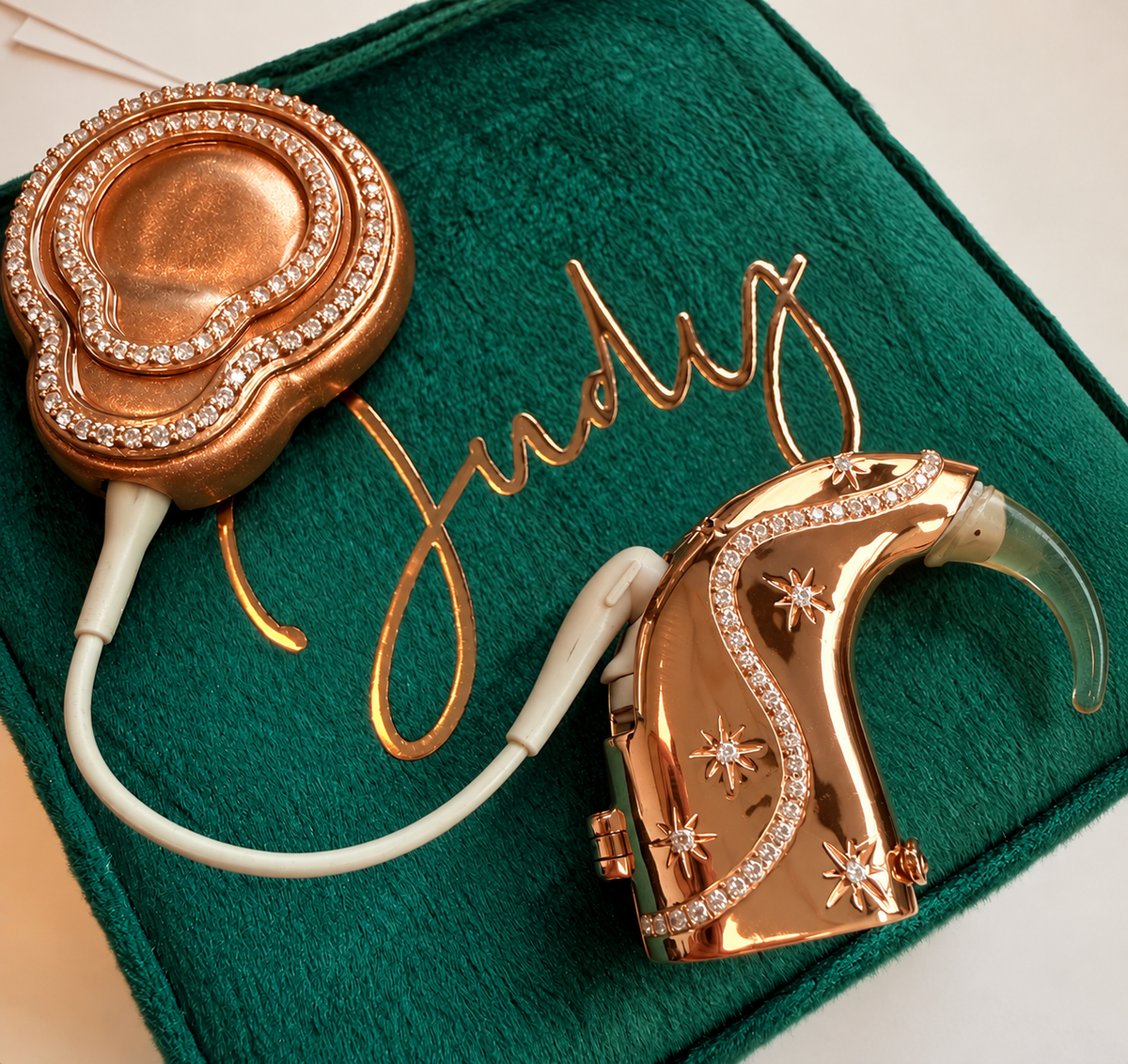 Afterglow cochlear implant jewellery — Rose gold vermeil