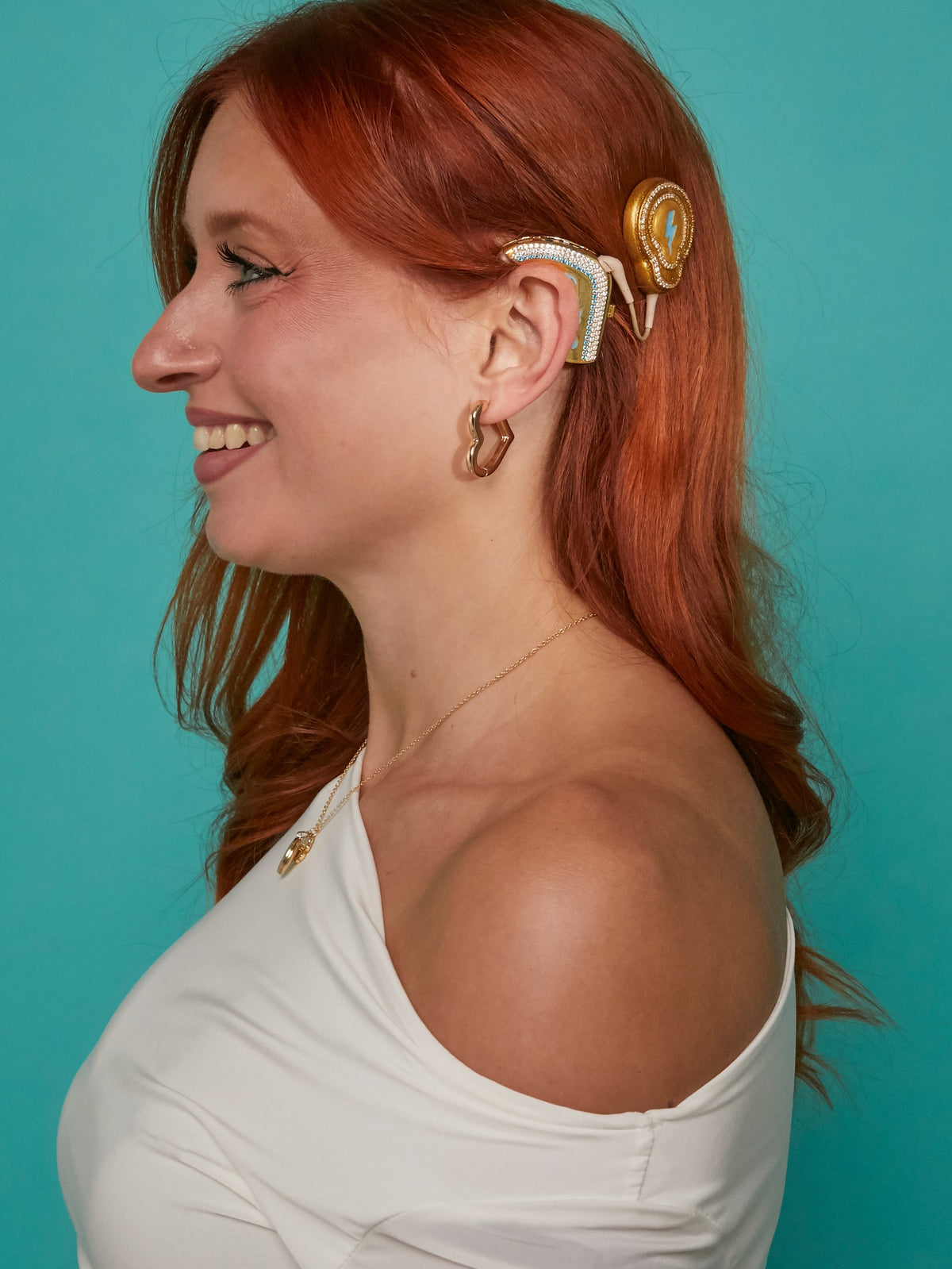 Auzi bespoke hearing jewellery campaign photography